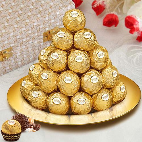 Ferrero Rocher Chocolates N Gold Plated Thali