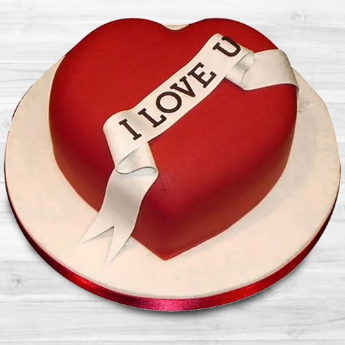 Delectable Love You Heart Shape Fondant Cake
