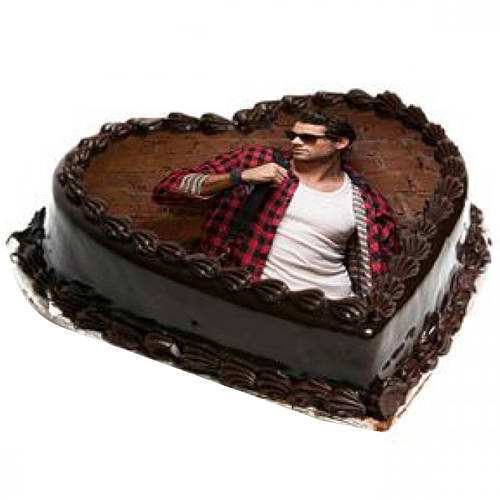 Delectable Heart-Shaped Chocolate Photo Cake