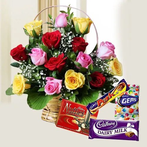 Mixed Roses with Cadbury Celebration Pack