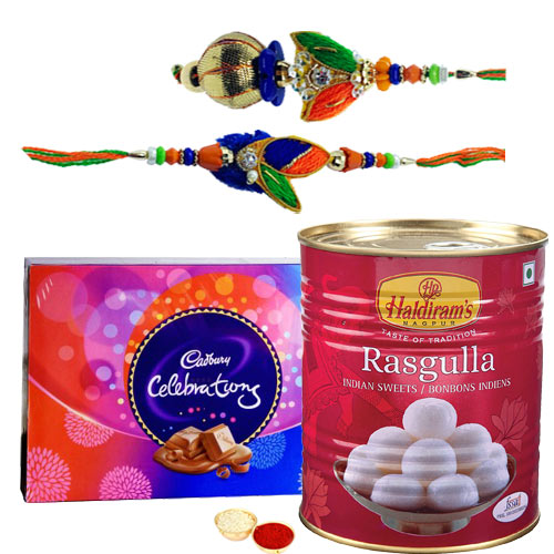 Cadbury Chocolates Haldirams Rasgulla n Rakhi Set