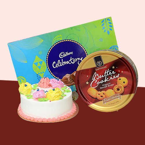 Delightful Combo of Cadbury Celebration with Cookies N Vanilla Cake