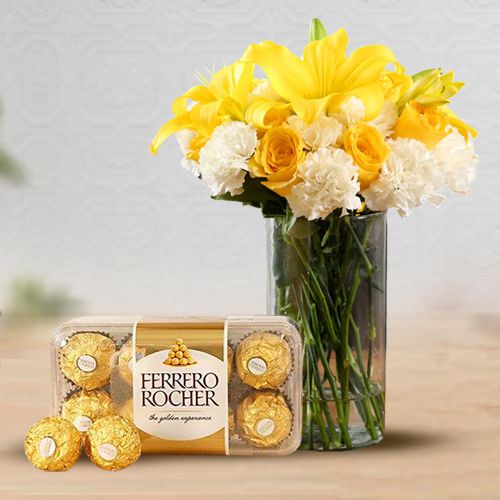 Luxe Ferrero Rocher Treats N Mixed Flowers Bonanza