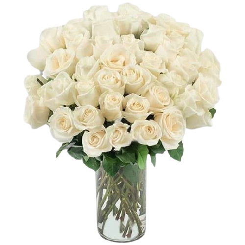 Majestic White Roses Vase Arrangement