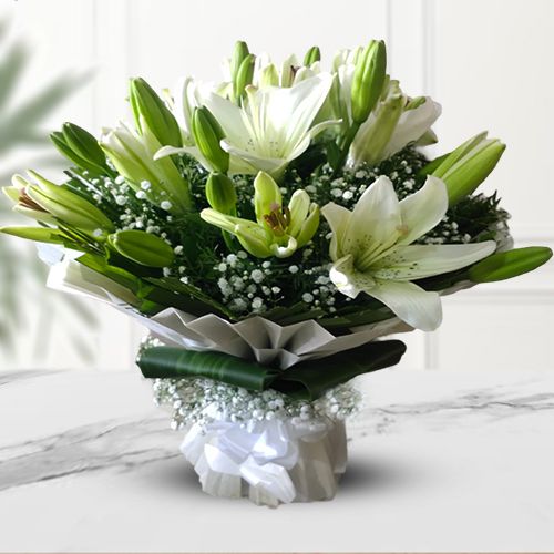 Heavenly White Asiatic Lilies Arrangement