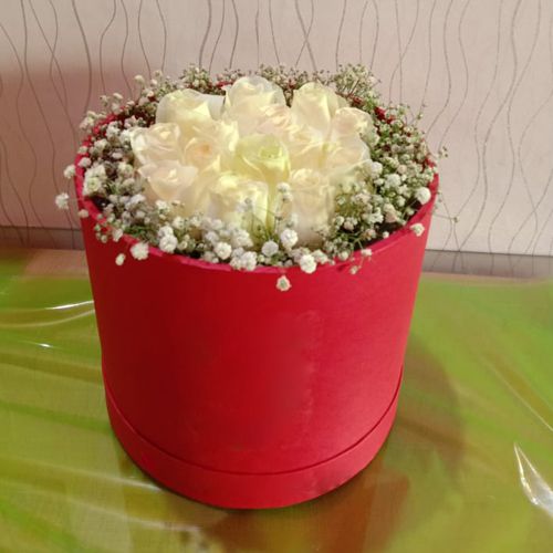 Lovely White Roses Box Arrangement