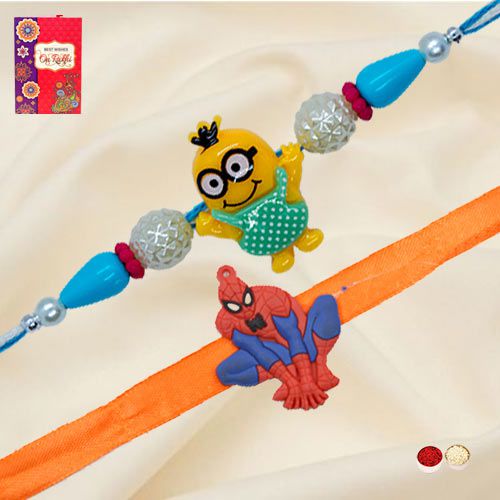 Wonderful Spider Man and Minion Rakhi Set for Kids