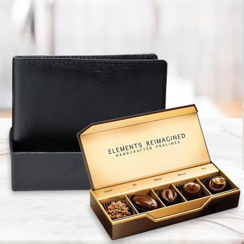 Amazing Rich Borns Black Leather Wallet with ITC Elements Premium Handcrafted Chocolates