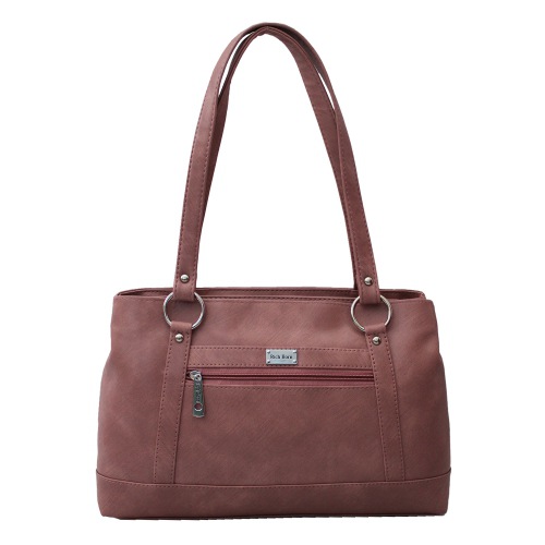Ladies Peach Colored Office Bag with Front Zip Pocket
