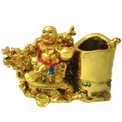 Feng Shui Laughing Buddha Pen Stand for Revenue and Prosperity
