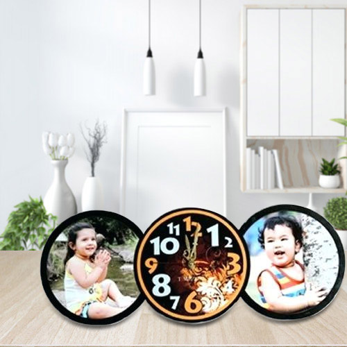 Astonishing Personalized Table Clock with Twin Photo