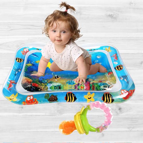 Wonderful Inflatable Water Tummy Time Playmat with Food Nibbler