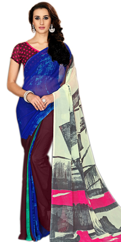 Soothing Designer Marbel Chiffon Printed Saree for Ladies