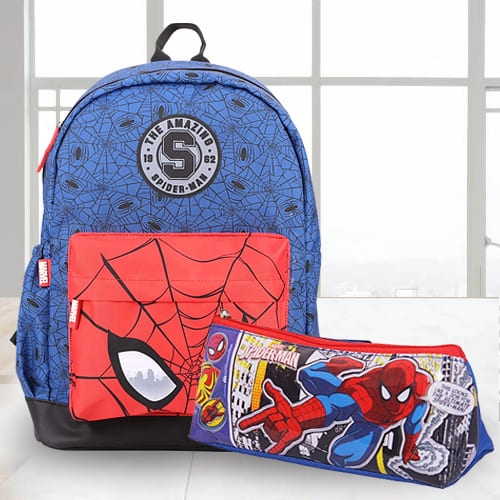 Striking Spiderman School Bag n Pencil Box Combo