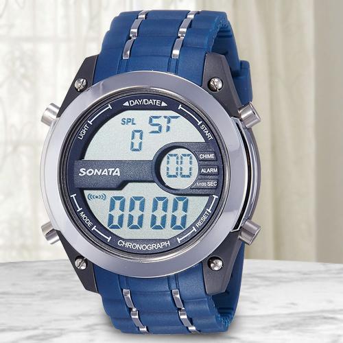 Exclusive Sonata Superfibre Digital Mens Watch